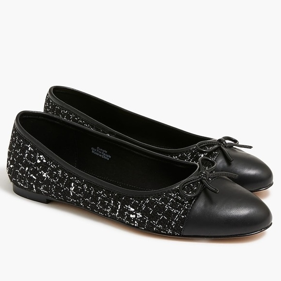 J. Crew Black and White Tweed Ballet Flats Size 6.5 - Picture 1 of 10
